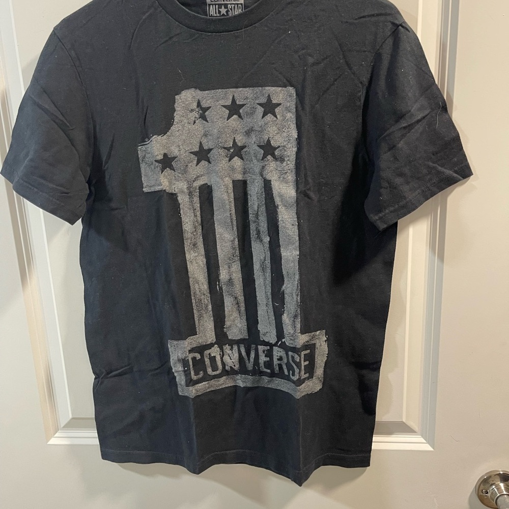Converse Black Short-Sleeve Tee with Gray Number & Stars Graphic